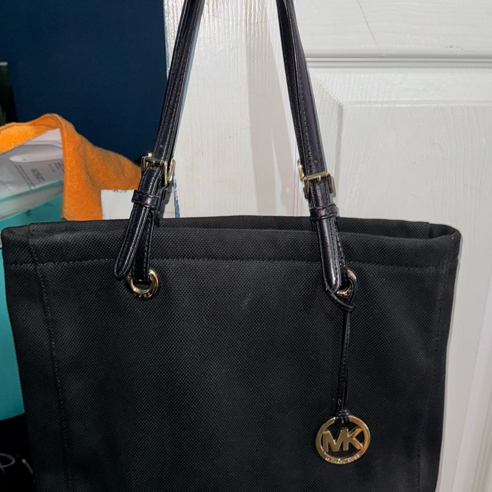 Michael Kors Black Tote with Gold MK Charm